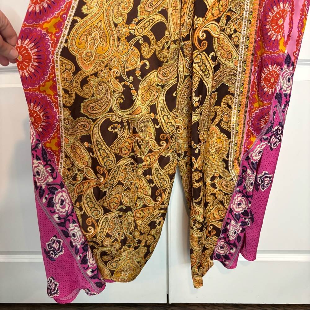 Free People Miranda Paisley Scarf Print Halter Wide Crop Leg Jumpsuit M - Picture 7 of 14